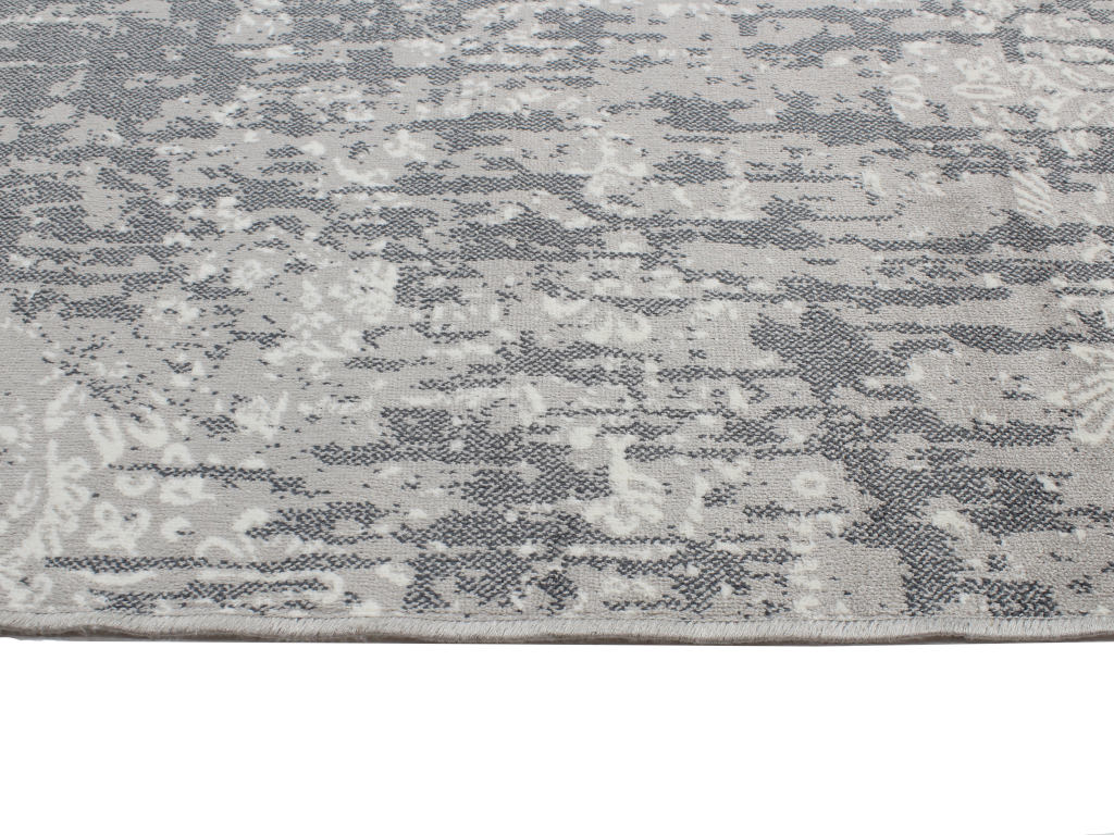 Viscose Silver Grey Rug Angle 2